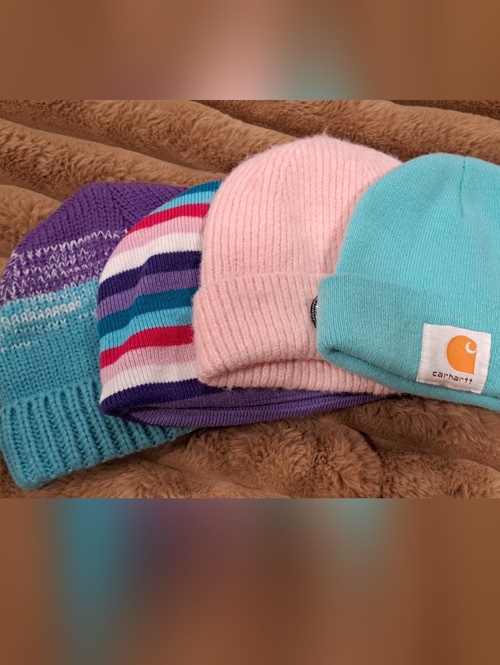 Girls Beanie Hats Winter Mixed  Pink Purple Blue Carhart Snozu CC Lot Of 4